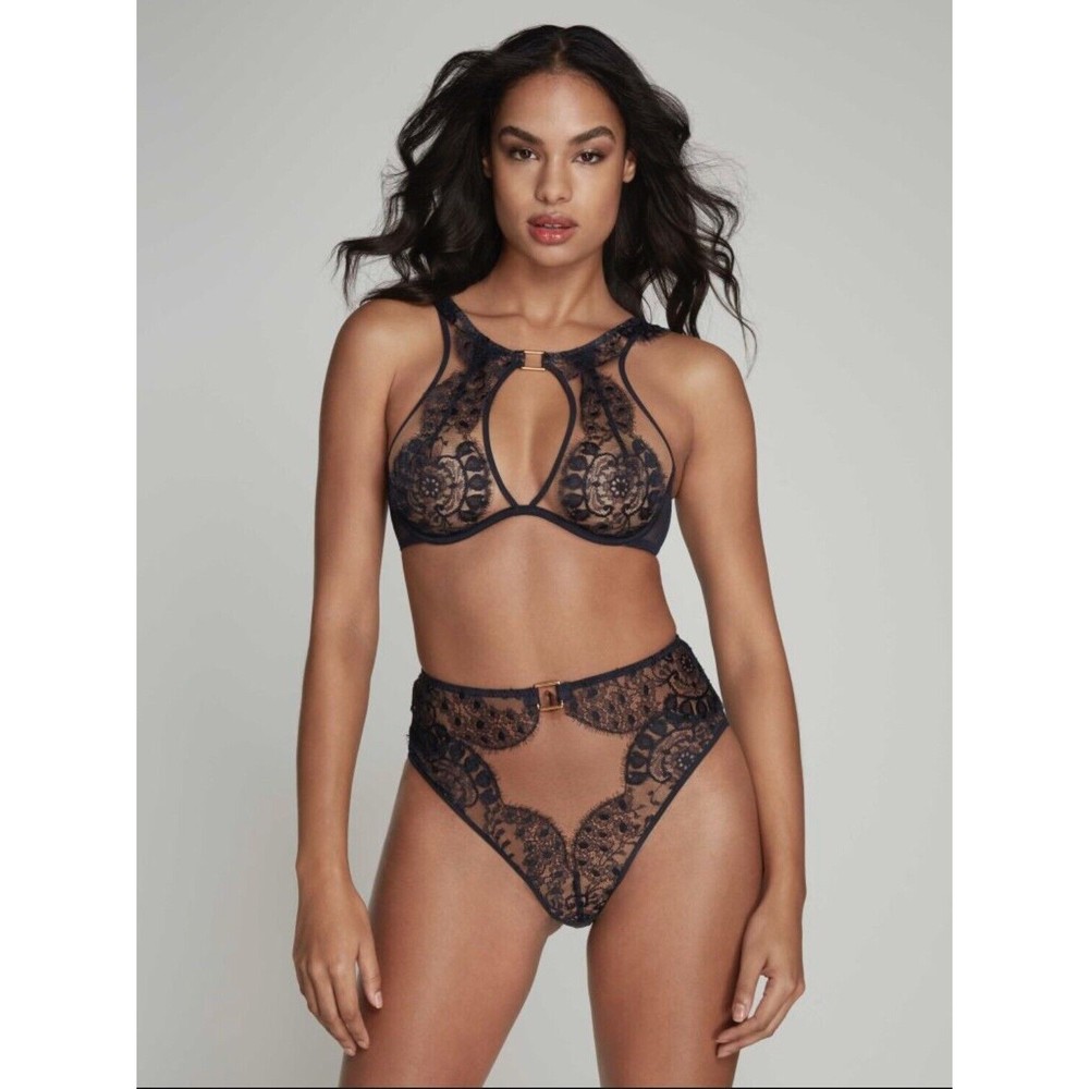 Agent Provocateur Violetta Big Brief, Navy AP2/ UK8/ S Ruched Keyhole Open Back